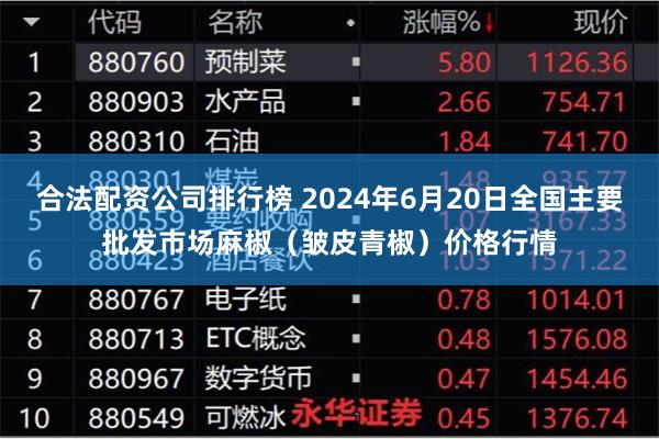合法配资公司排行榜 2024年6月20日全国主要批发市场麻椒(皱皮青椒)价格行情
