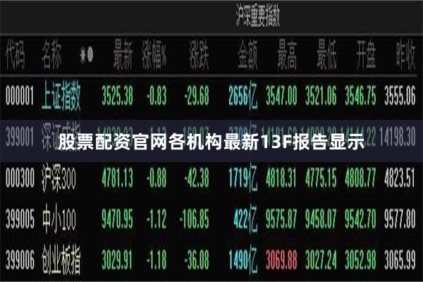 股票配资官网　　各机构最新13F报告显示